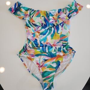 La Blanca Off the Shoulder One Piece Swimsuit Pluz Size 16 Floral